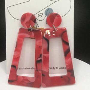 NWT Colorful Geometric Ladder Shape Acrylic Long Earrings